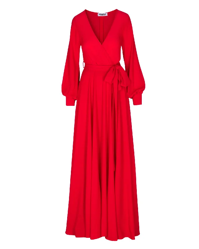 Women's Rounded-Neck DressesVenus Maxi Dress - Cherry