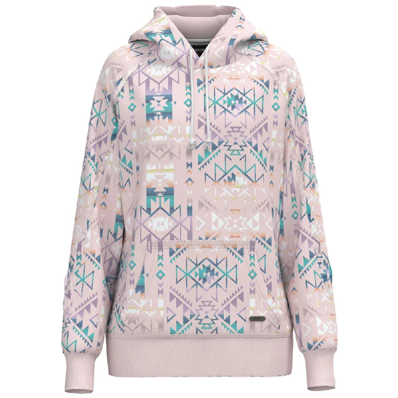 Women's Hooded Sweatshirts with Knit LiningHooey Ladies Hoody Pink w/ Aztec