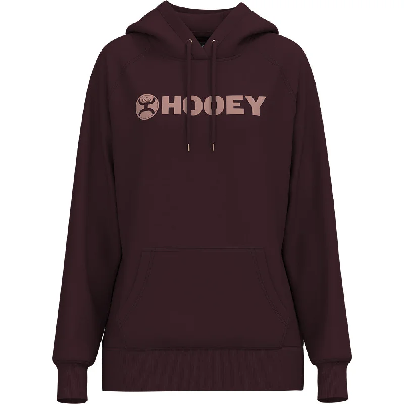 Women's Hooded Sweatshirts with Jacquard Lining"Core Hoody" Maroon w/Pink Hooey Logo