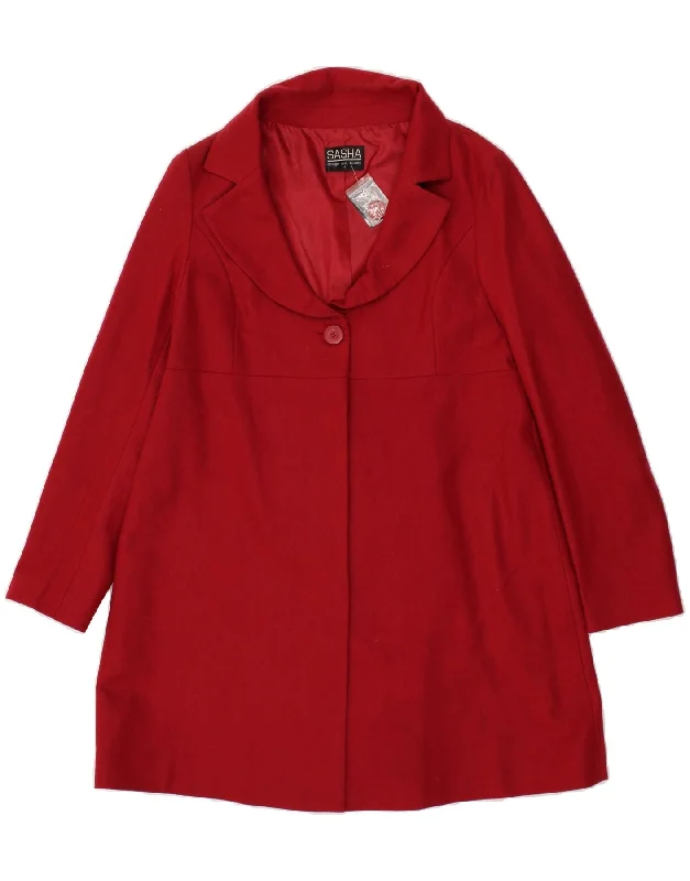 Women's Coats with Fur Trimmed CollarSASHA Womens Overcoat UK 14 Medium Red Wool