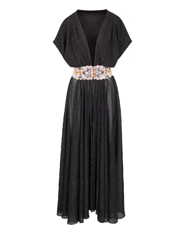 Women's Notched Collar DressesScarlet Magnolias Maxi Duster - Black