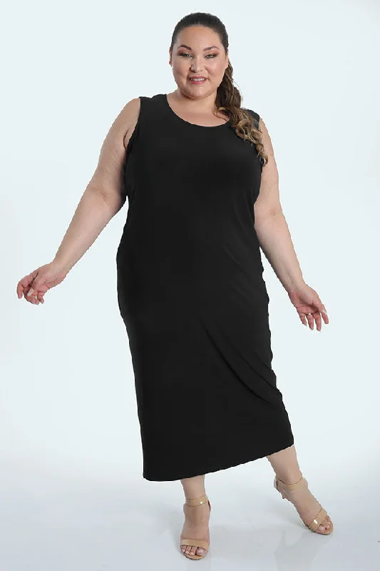 Women's Jodhpurs with Lapel CollarVikki Vi Jersey Black Tank Dress