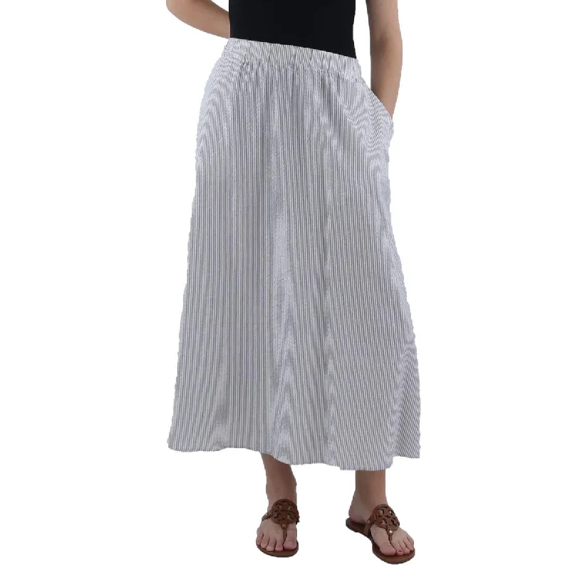 Women's V-Shaped Hem SkirtsWomens Cotton Striped Midi Skirt