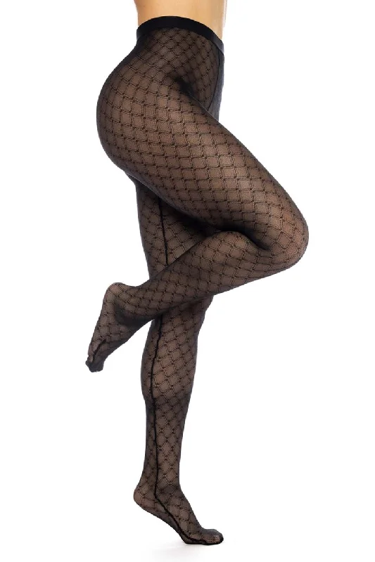 seamless body brief for pantsMapale 1111 Diamond Mesh Pantyhose Color Black