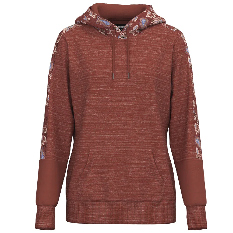 Women's Hooded Sweatshirts with Cinched Waist"Canyon" Marsala w/ Floral Print Hoody