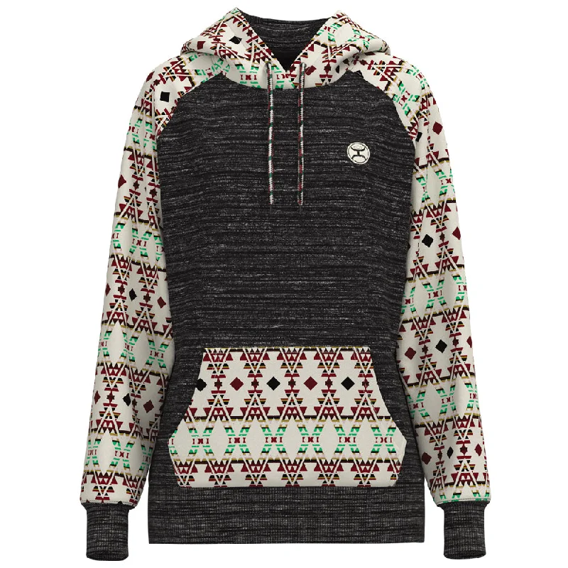 Women's Hooded Sweatshirts with Ombre Lining"Summit" Charcoal/Aztec Hoody