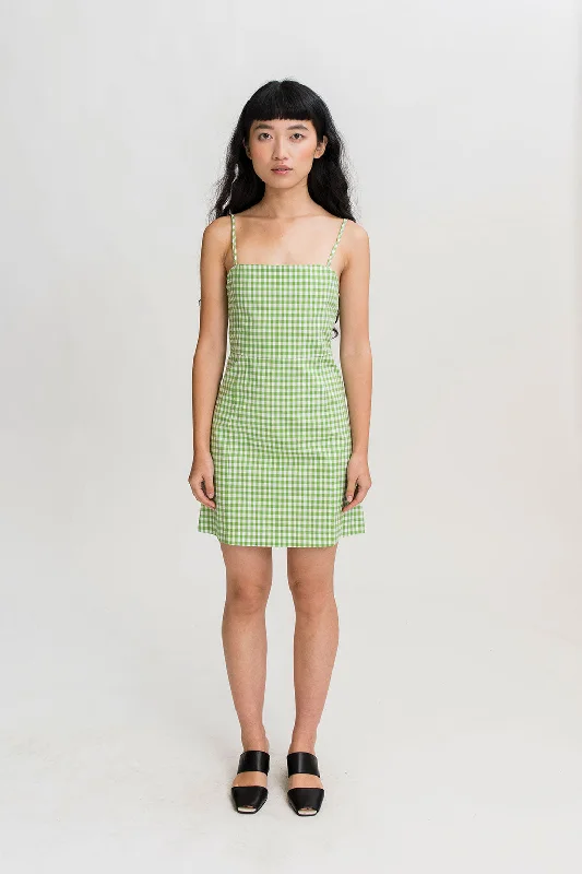 Women's High-Low Dresses90's Dress in Green Gingham