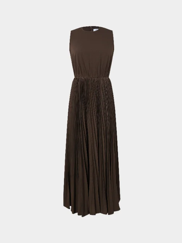  Women's A-Line DressesPleated Slip Dress-Brown