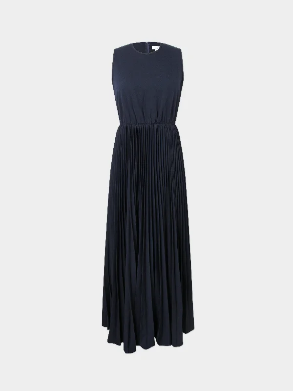 Women's Maxi DressesPleated Slip Dress-Navy