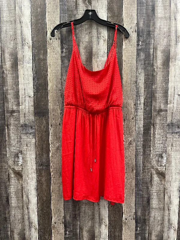 Women's Lapel Collar DressesRed Dress Casual Short Tart, Size L