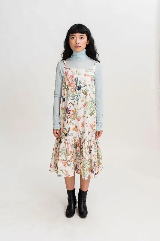 Women's Boat Collar DressesSmock Frill Dress in Muzi Floral Cream