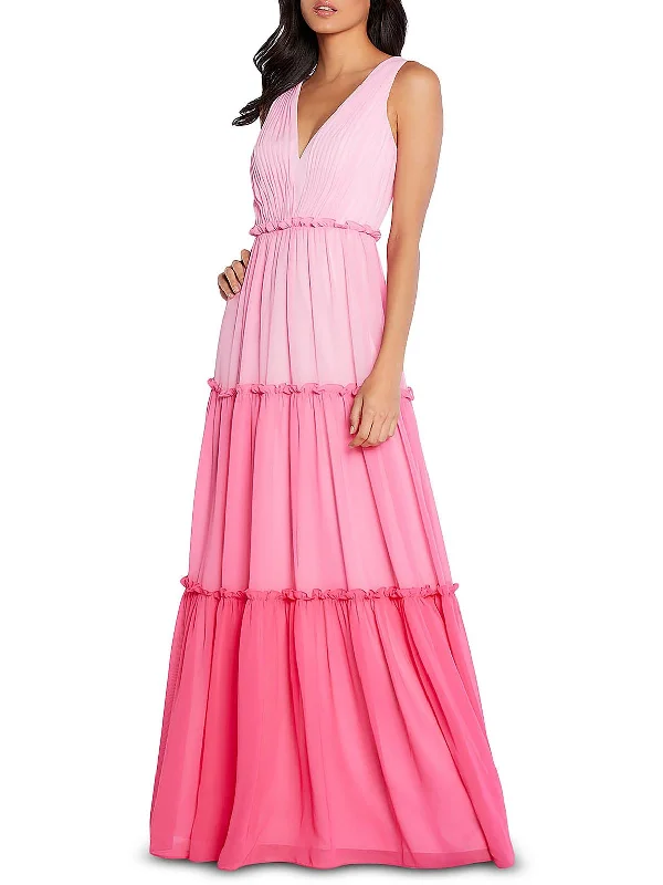 Women's V-Neck DressesWomens V-Neck Tiered Evening Dress