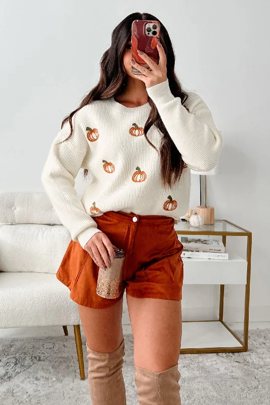 Women's Blouse with Keyhole CollarIt's Pumpkin Season Pumpkin Sweater (Cream)