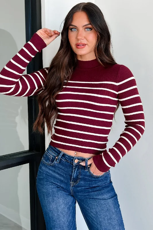 Women's Blouse for EveningLet's Be Honest Striped Sweater Top (Sangria)